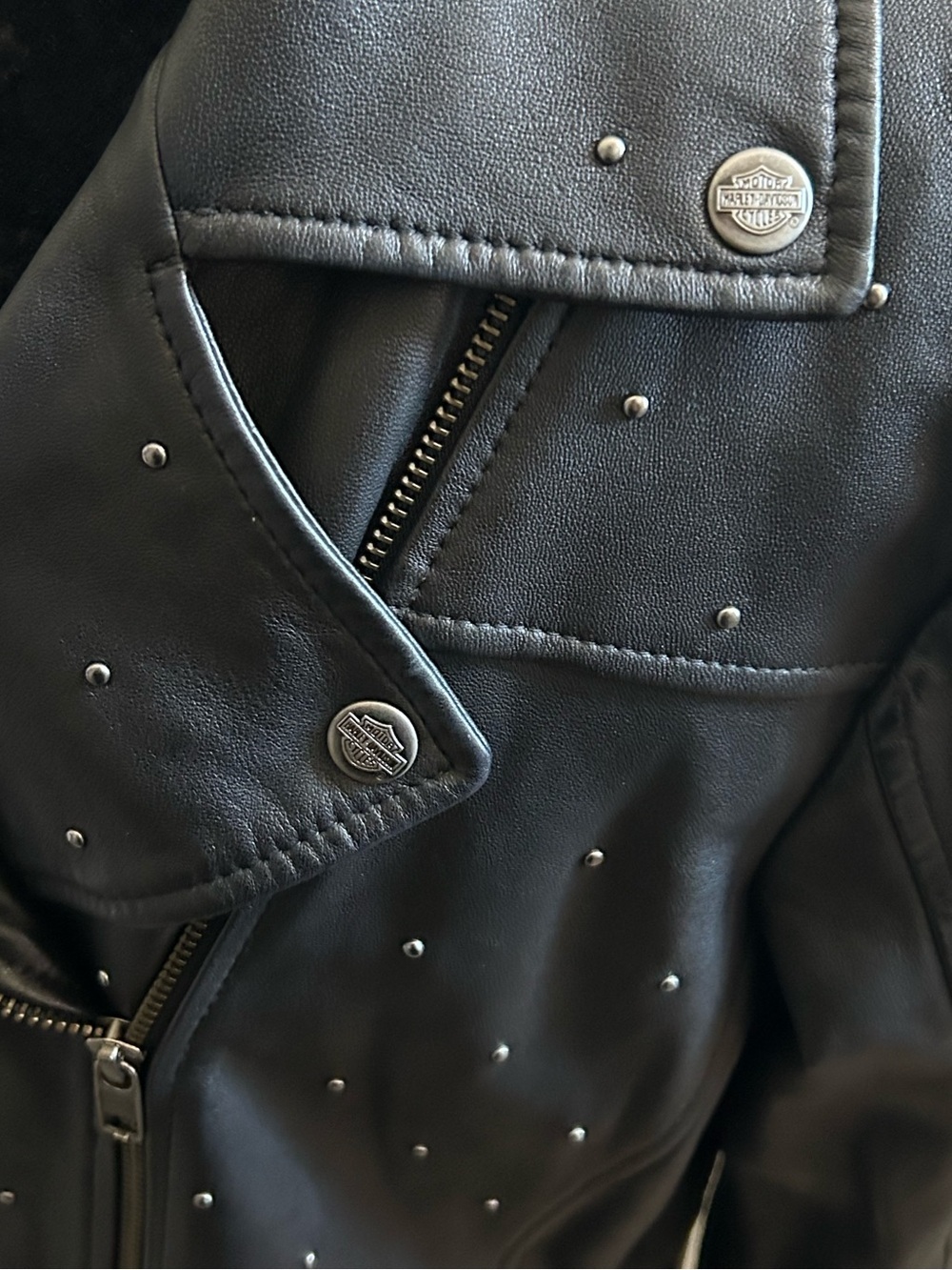 Harley-Davidson Studded Lambskin Leather Jacket Size Large - Picture 4 of 14